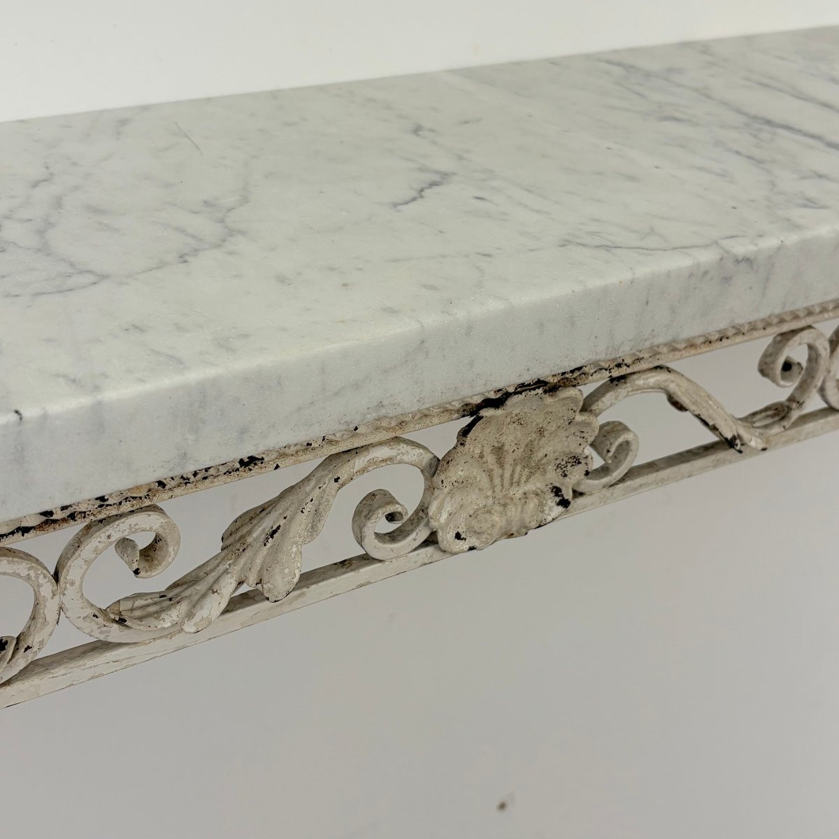 Console In Wrought Iron And Marble-photo-2