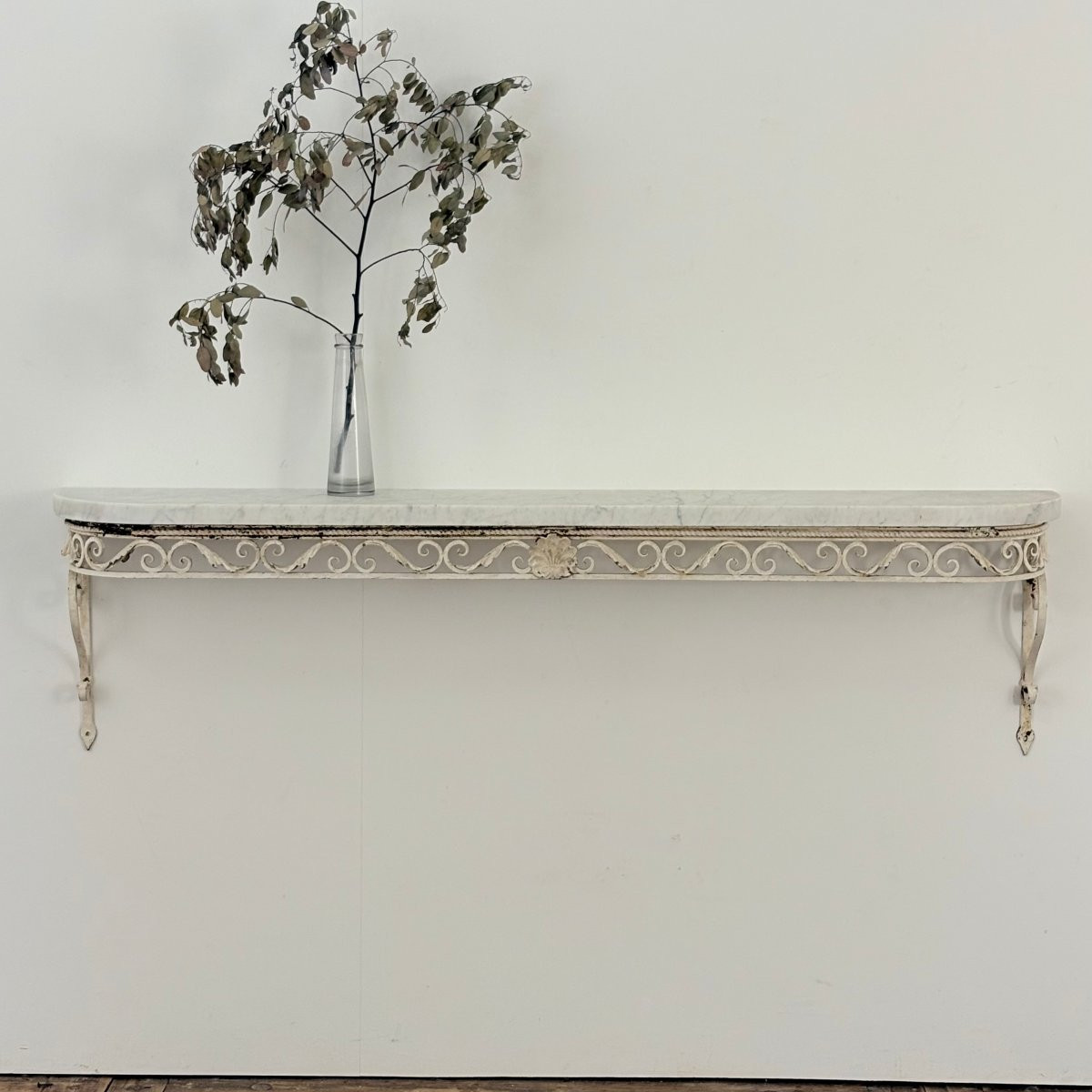 Console In Wrought Iron And Marble-photo-3