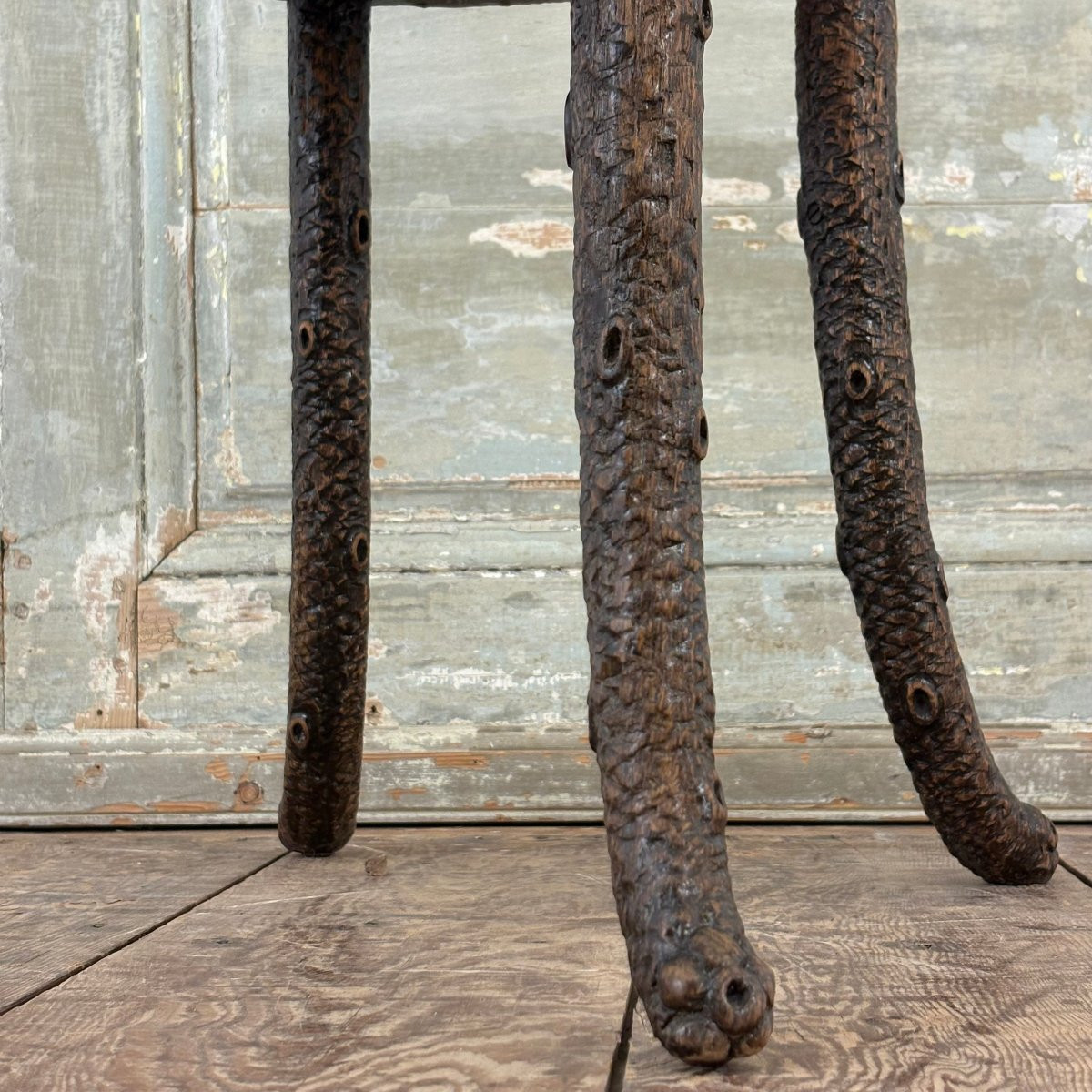 Chaise en bois sculpté forêt noire XIXe-photo-4