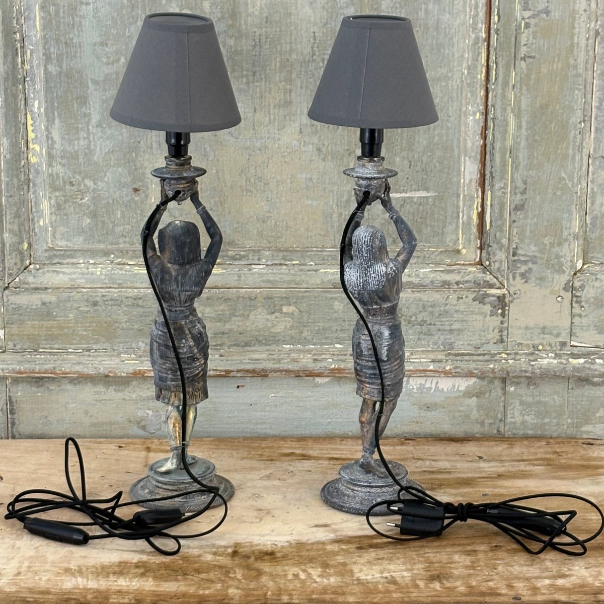 Paire de lampes "Pharaon" XIXe-photo-4