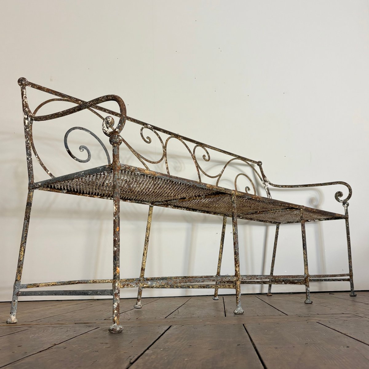 19th-century Riveted Wrought-iron Bench-photo-3