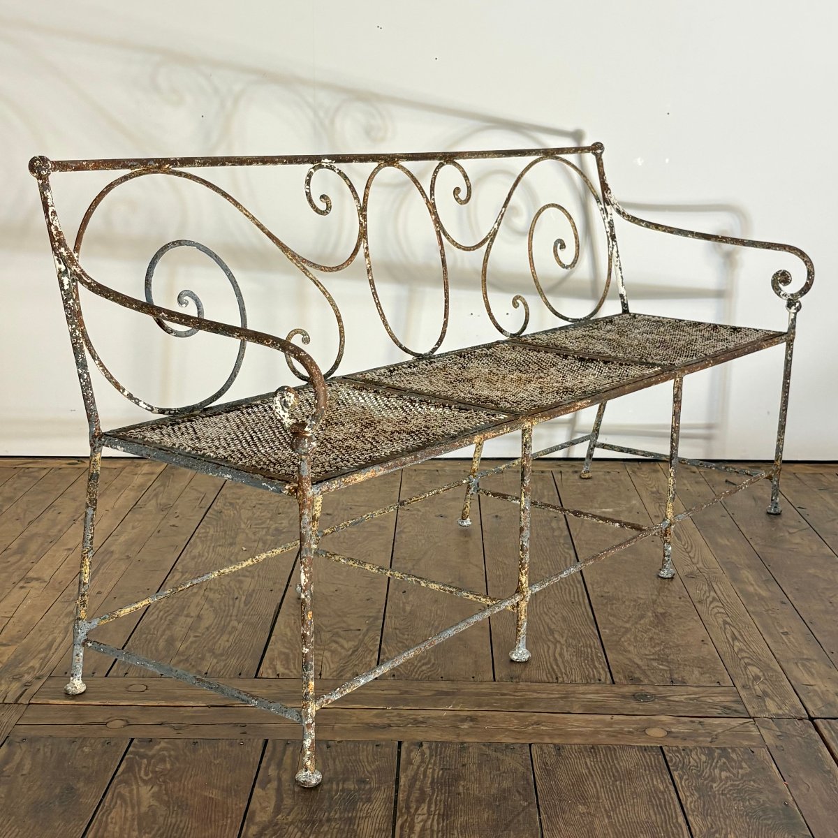 19th-century Riveted Wrought-iron Bench-photo-7