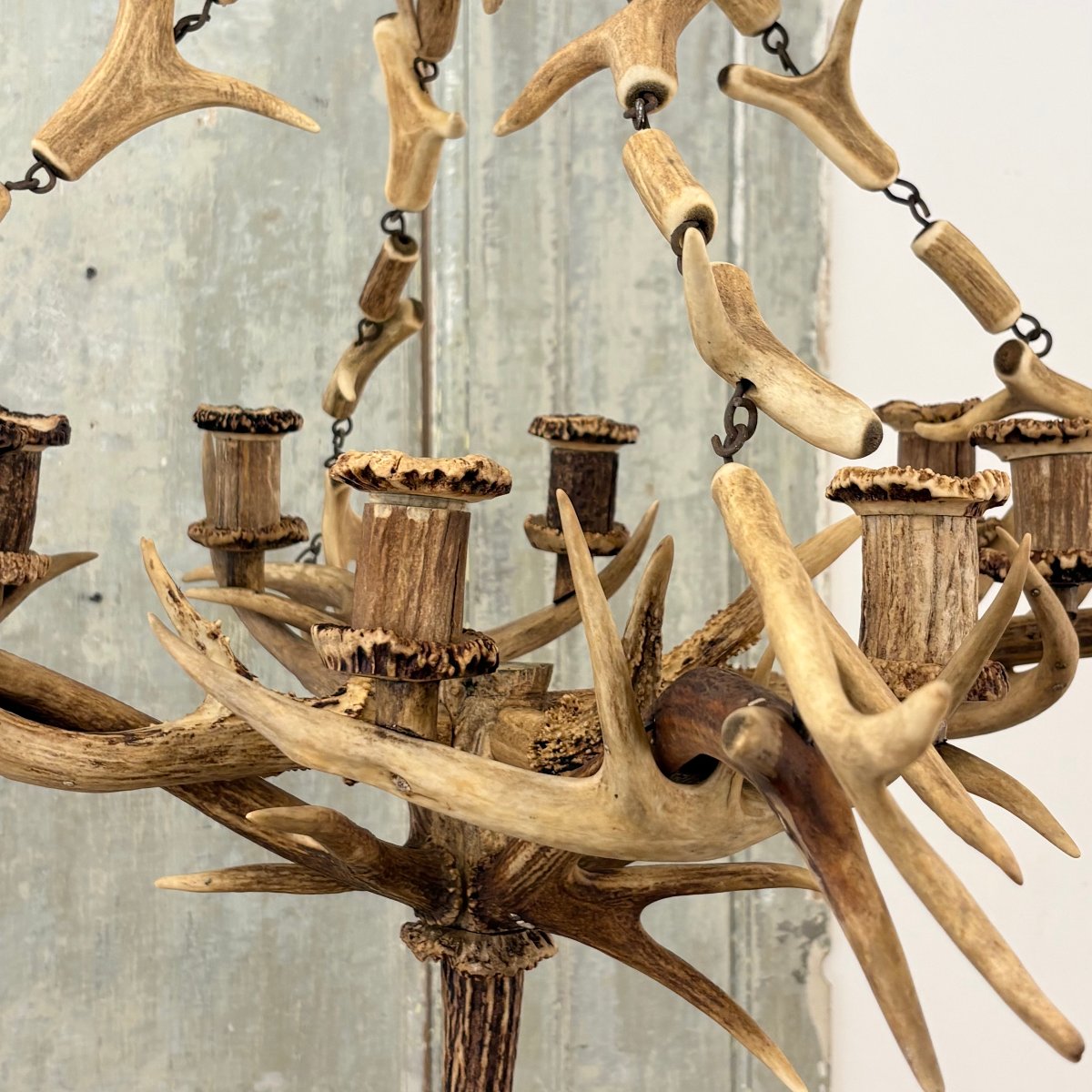 19th-century Deer Antler Chandelier-photo-2