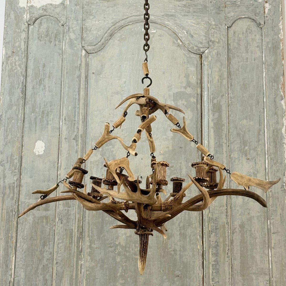 19th-century Deer Antler Chandelier-photo-3