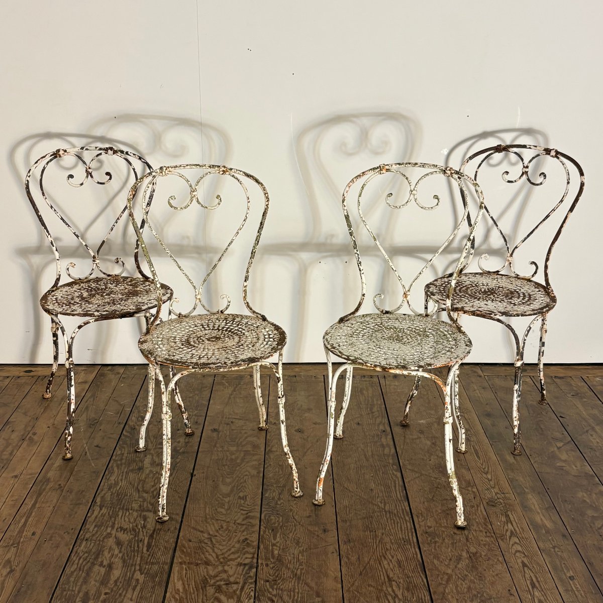 4 chaises de jardin en fer forgé riveté-photo-2