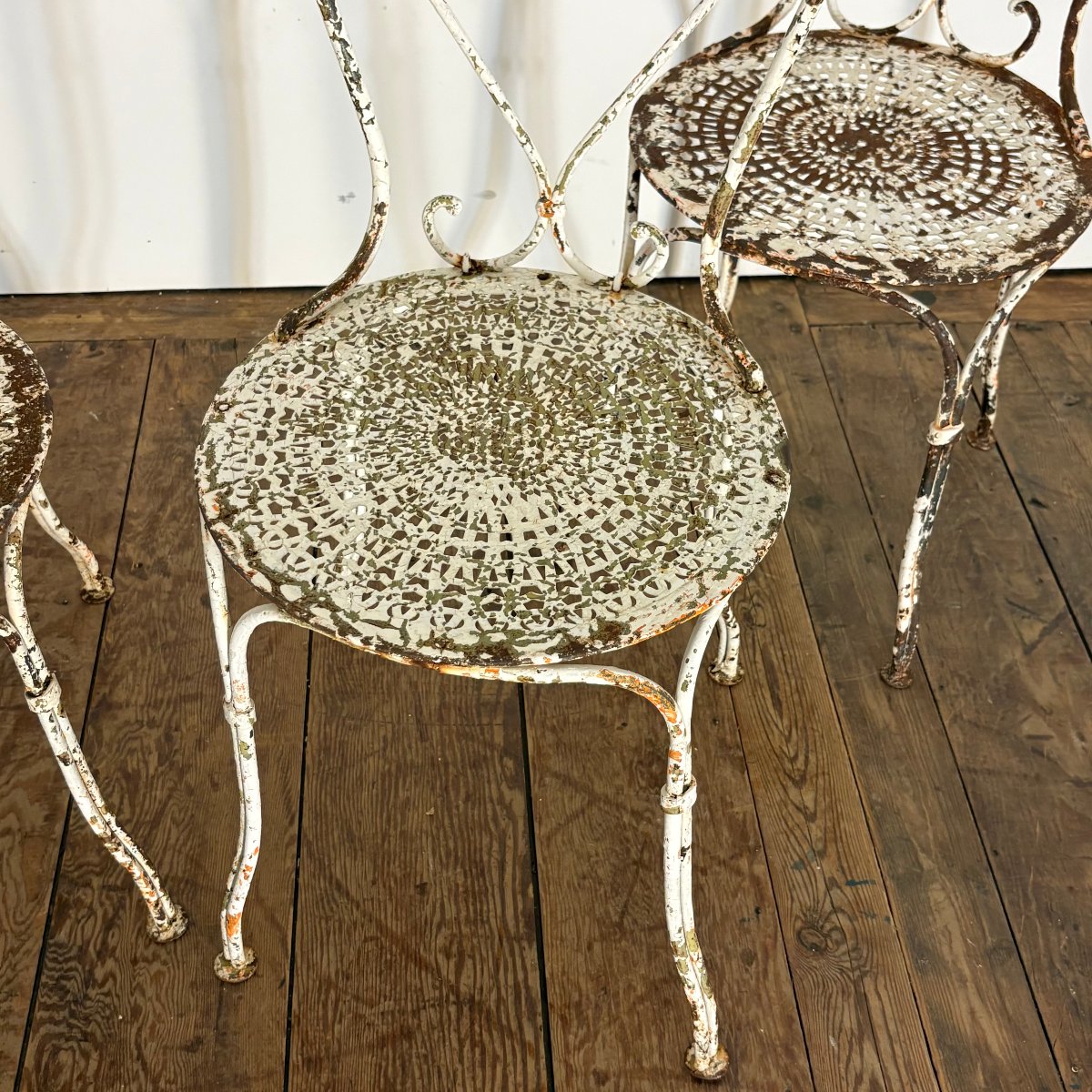 4 chaises de jardin en fer forgé riveté-photo-3