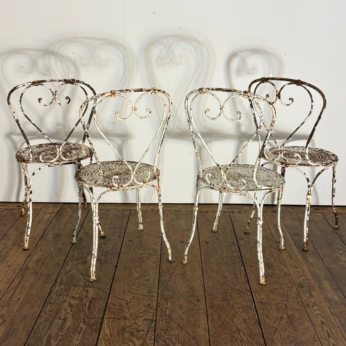 4 chaises de jardin en fer forgé riveté-photo-3