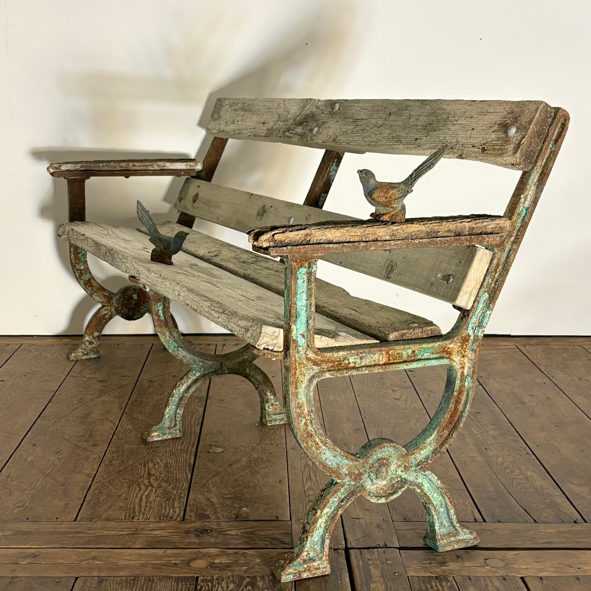 Banc de jardin en fonte  à pieds curule XIXe-photo-2