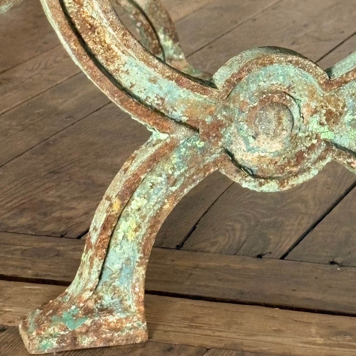 Banc de jardin en fonte  à pieds curule XIXe-photo-2
