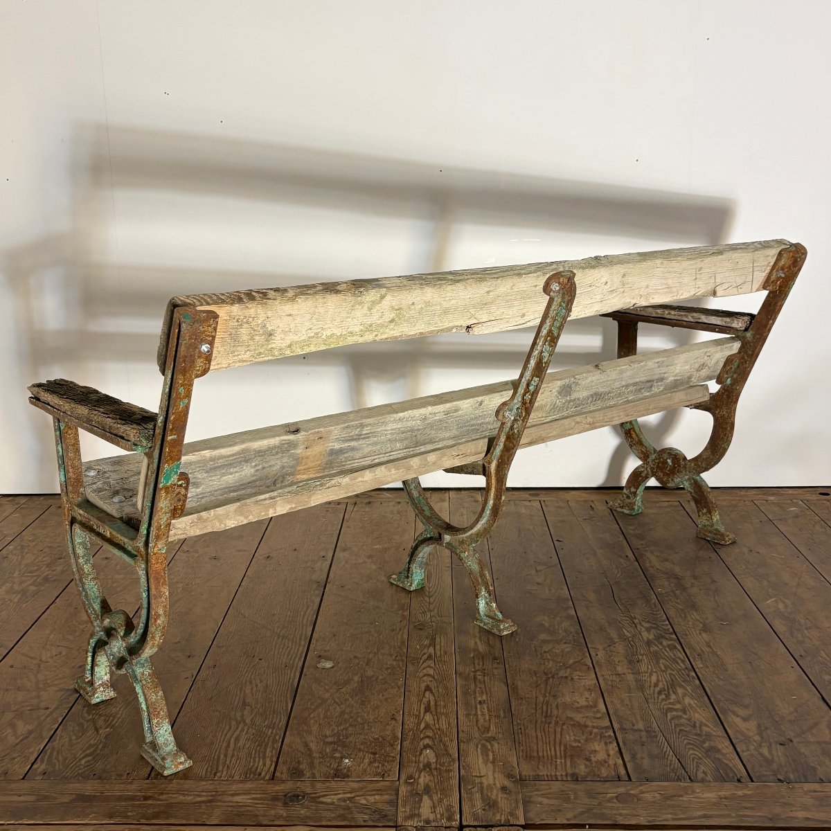 Banc de jardin en fonte  à pieds curule XIXe-photo-5