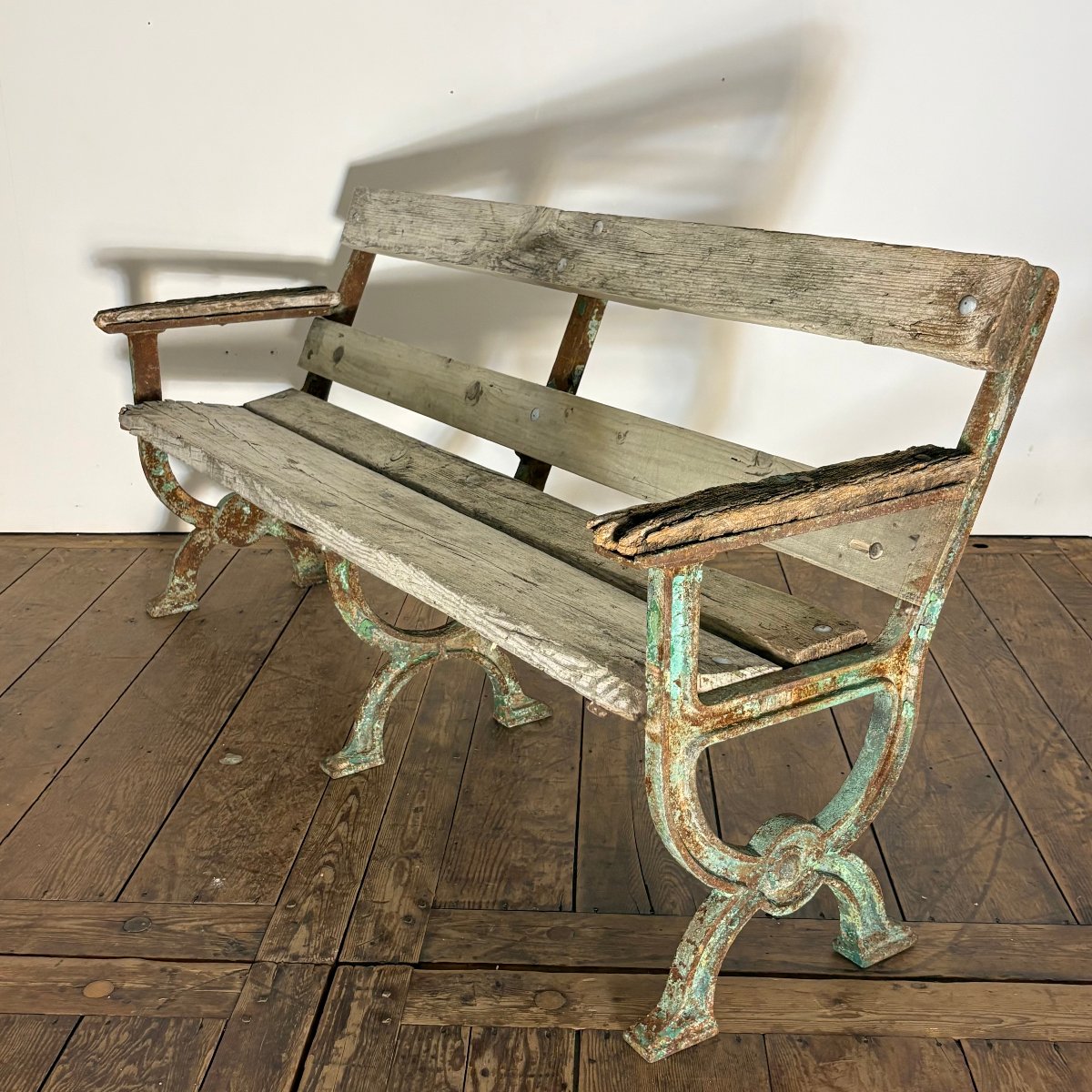 Banc de jardin en fonte  à pieds curule XIXe-photo-6