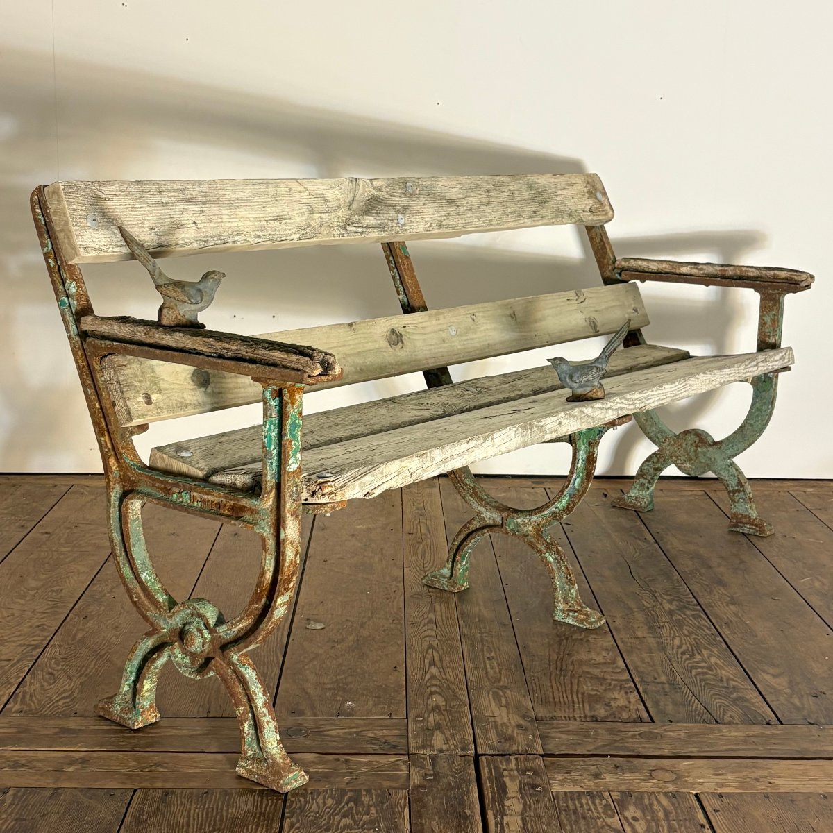 Banc de jardin en fonte  à pieds curule XIXe-photo-7