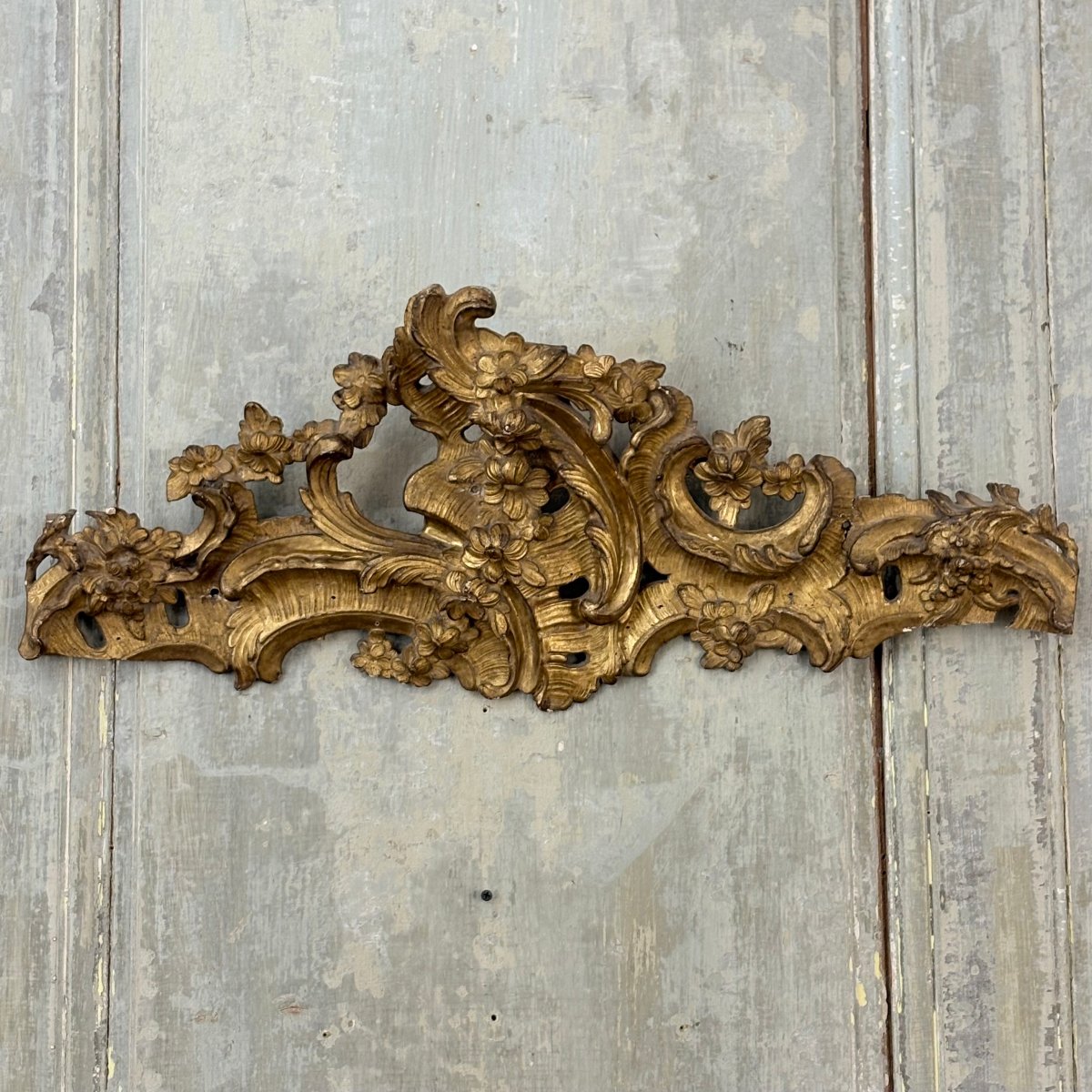 18th-century Gilded Carved Wood Paneling Element-photo-3