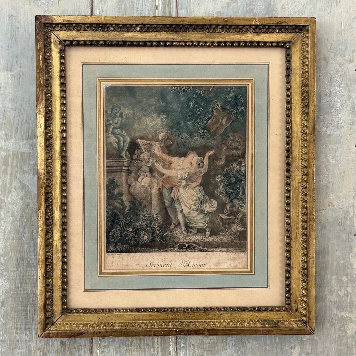 Pair Of Framed Engravings From The Late 18th Century, After Fragonard-photo-2