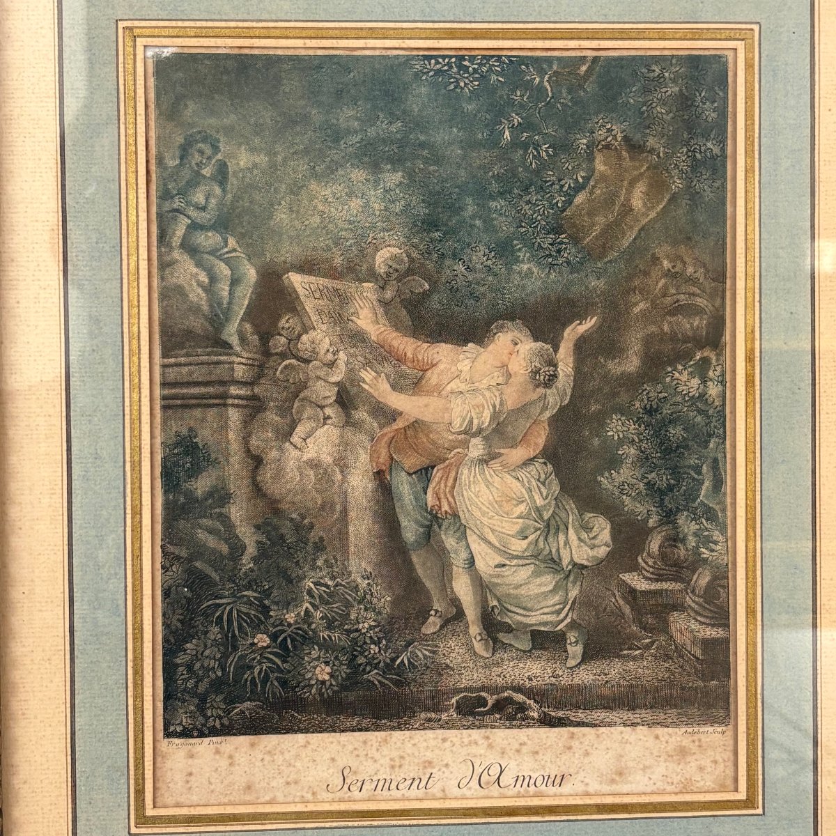 Pair Of Framed Engravings From The Late 18th Century, After Fragonard-photo-3