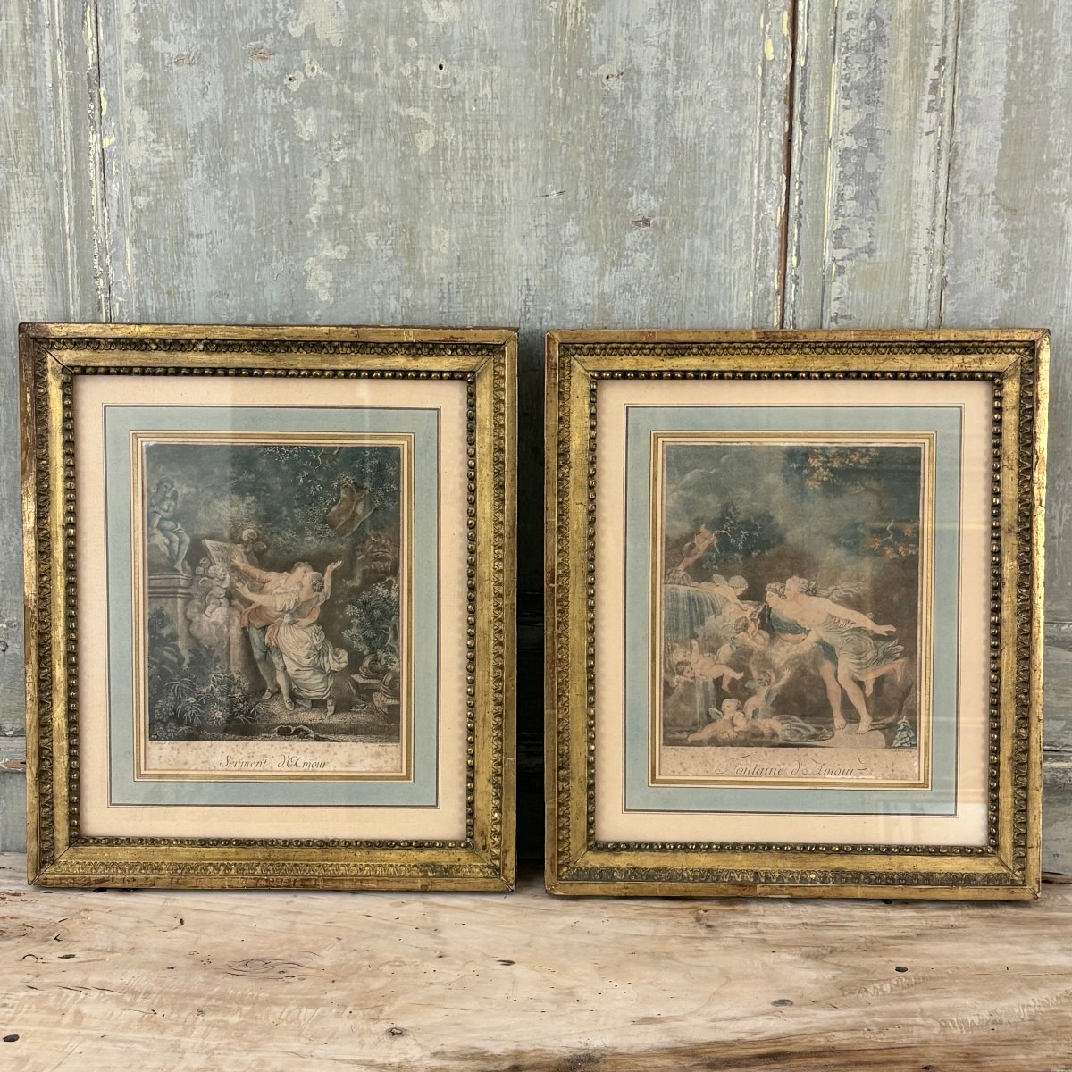 Pair Of Framed Engravings From The Late 18th Century, After Fragonard-photo-5