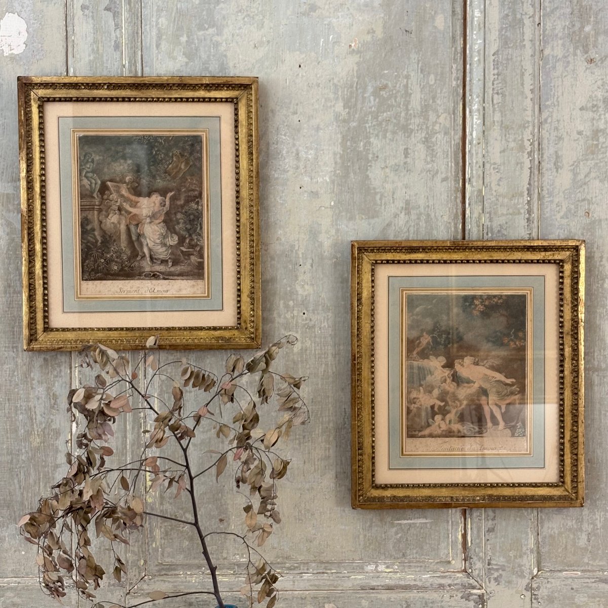 Pair Of Framed Engravings From The Late 18th Century, After Fragonard-photo-6
