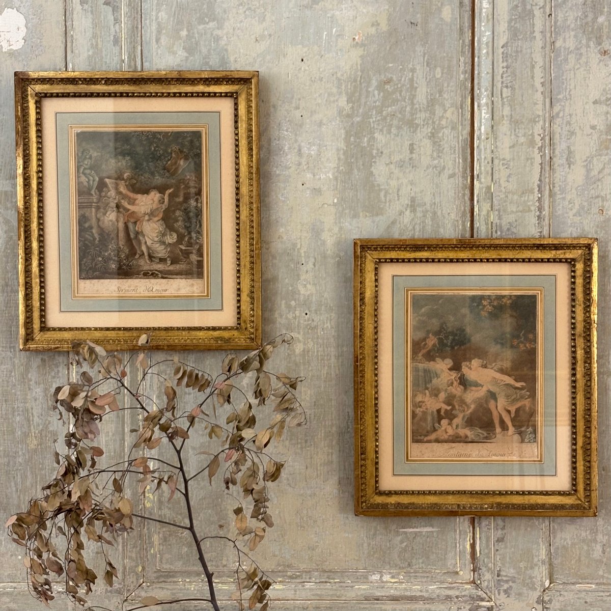 Pair Of Framed Engravings From The Late 18th Century, After Fragonard