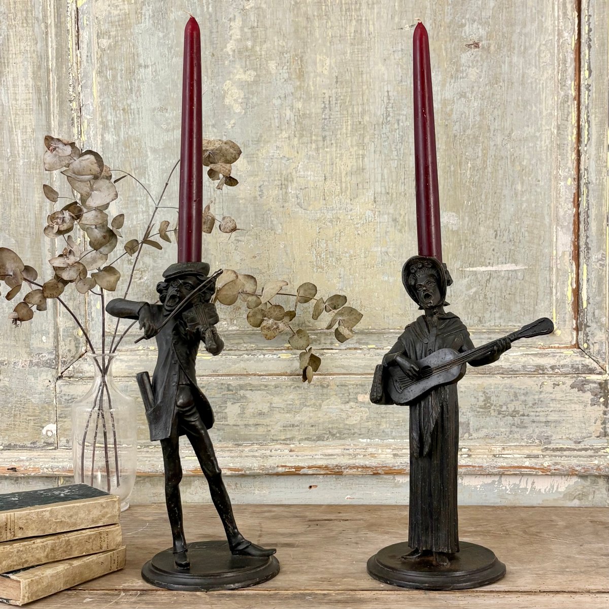 Pair Of Whimsical Candlesticks By François George-photo-7