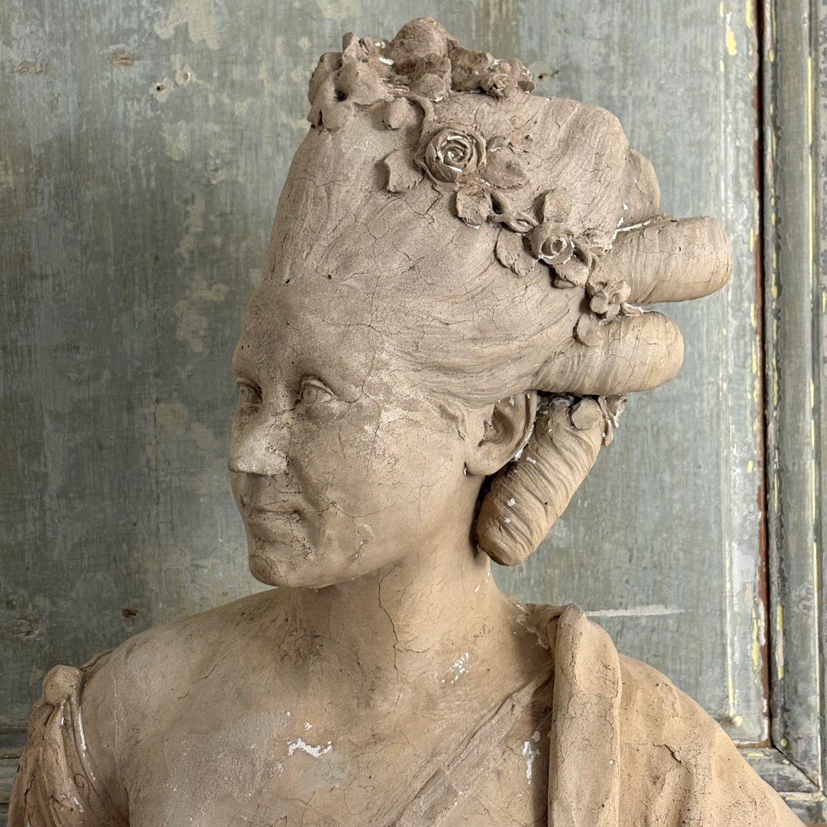 18th-century Terracotta Bust Of A Young Woman-photo-3