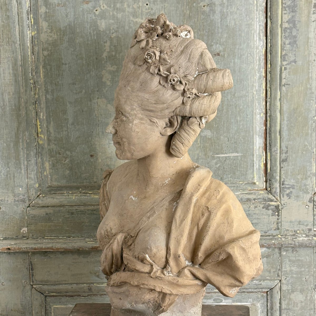 18th-century Terracotta Bust Of A Young Woman-photo-4
