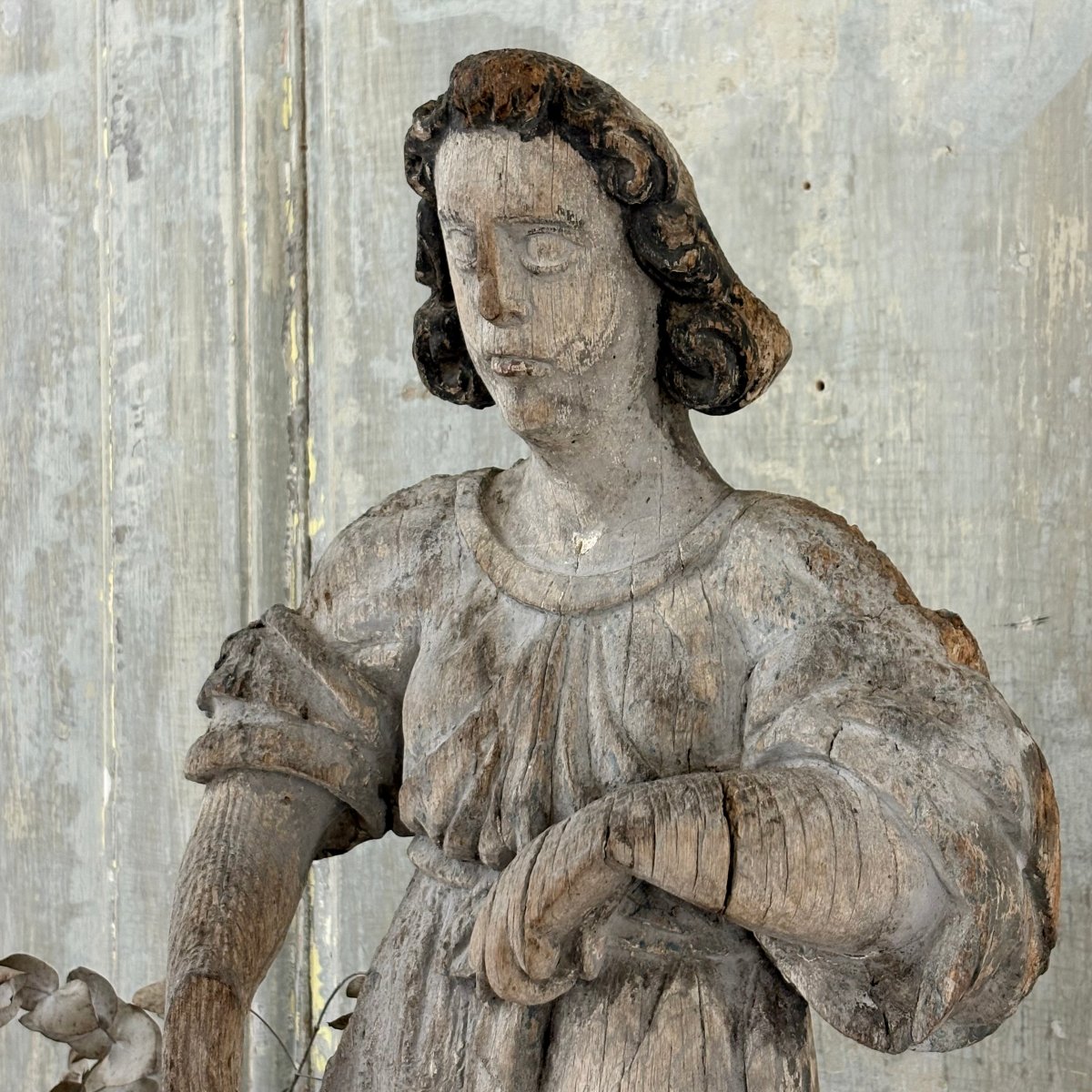 Archangel Gabriel, Carved From Wood, From The High Middle Ages-photo-3