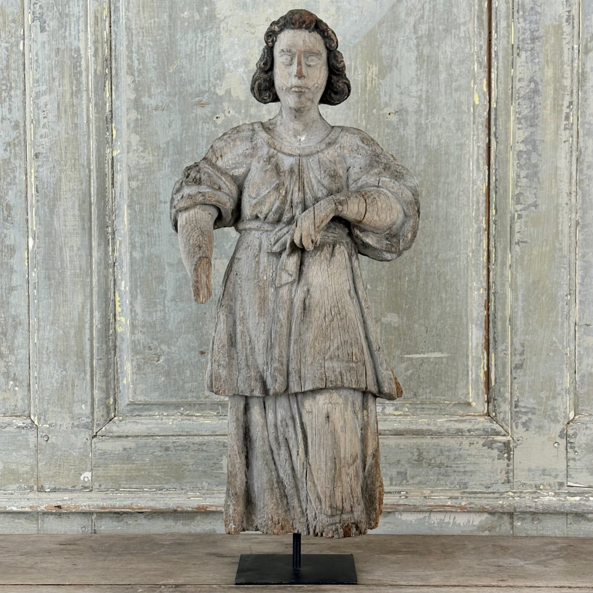 Archangel Gabriel, Carved From Wood, From The High Middle Ages-photo-4