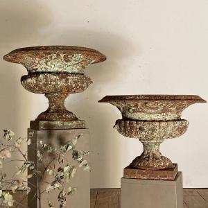Pair Of 19th Century Cast Iron Vases