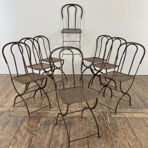 Série de 8 chaises en fer forgé riveté XIX