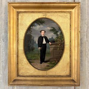 Portrait de jeune élégant signé Bury 1867