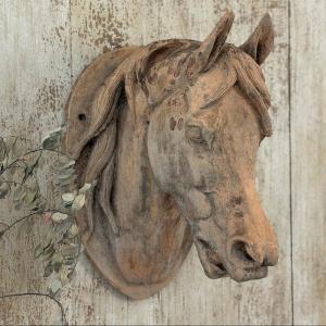 Tête de cheval en terre cuite XIXe