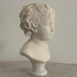Bust Of A Child In Carrara Marble 19th Century