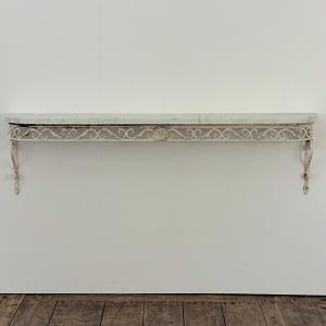 Console In Wrought Iron And Marble