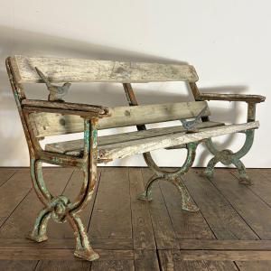 19th-century Cast-iron Garden Bench With Curule Legs