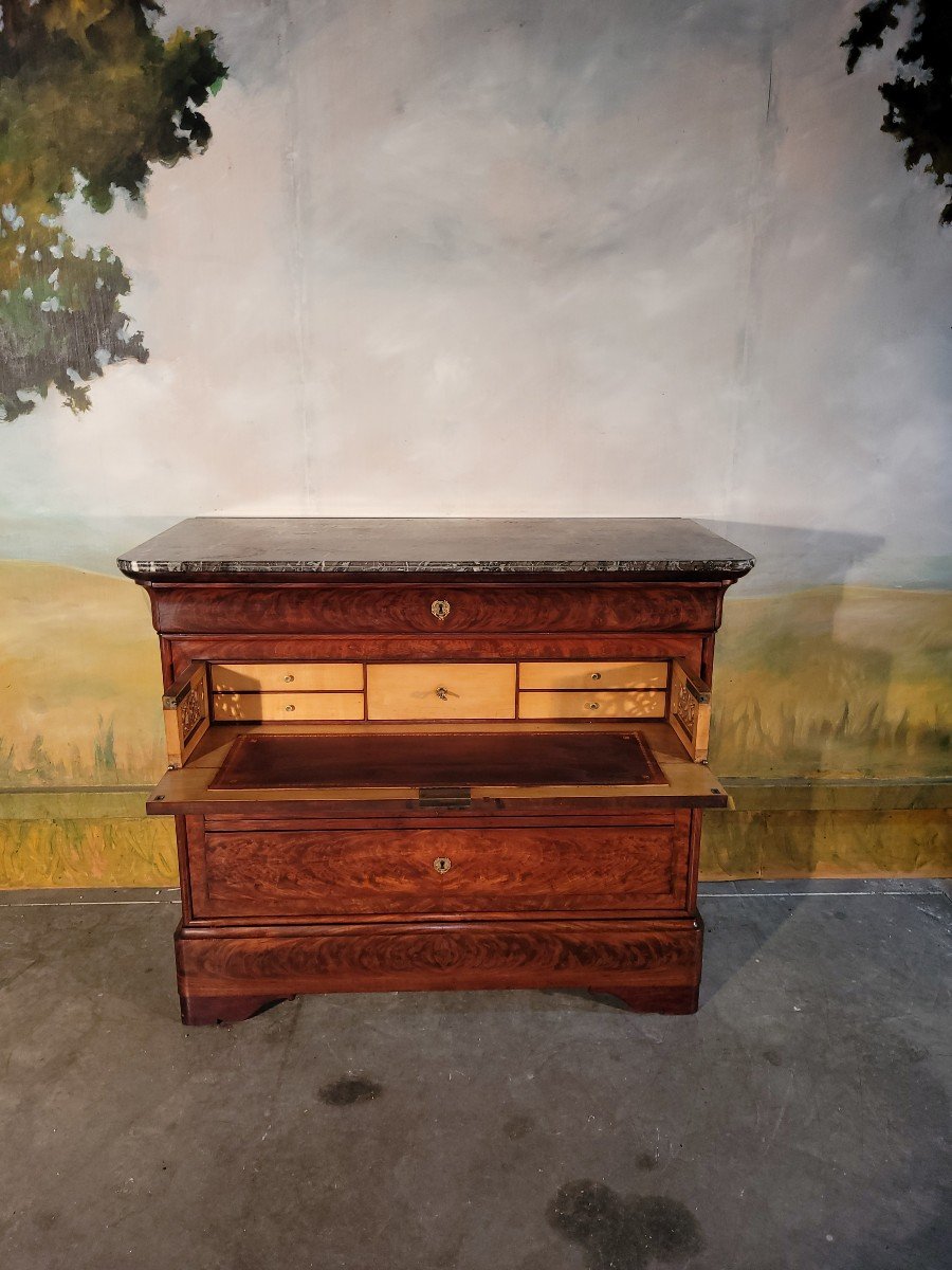 Commode Bureau Louis Philippe En Acajou