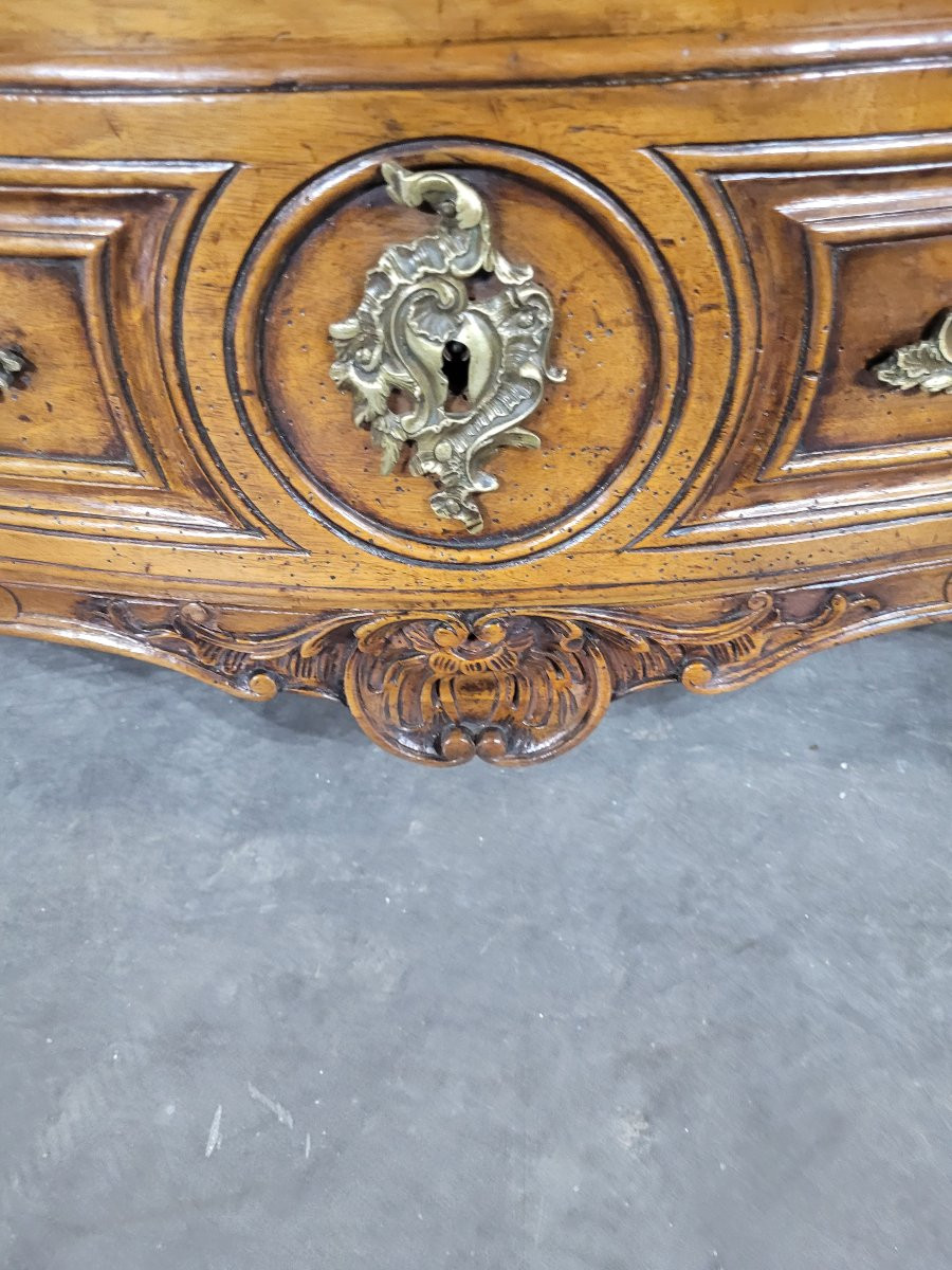 Small Louis XV Period Curved Chest Of Drawers In Walnut-photo-4