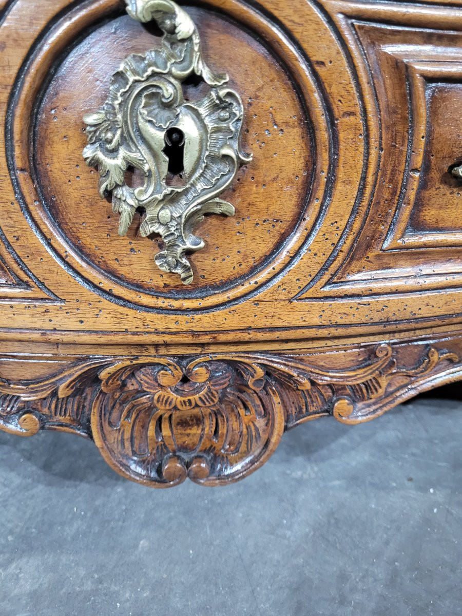 Small Louis XV Period Curved Chest Of Drawers In Walnut-photo-5