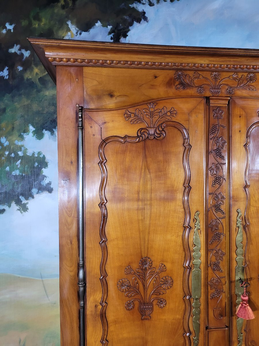 Small Louis XV Style Wardrobe In Cherry And Oak-photo-1