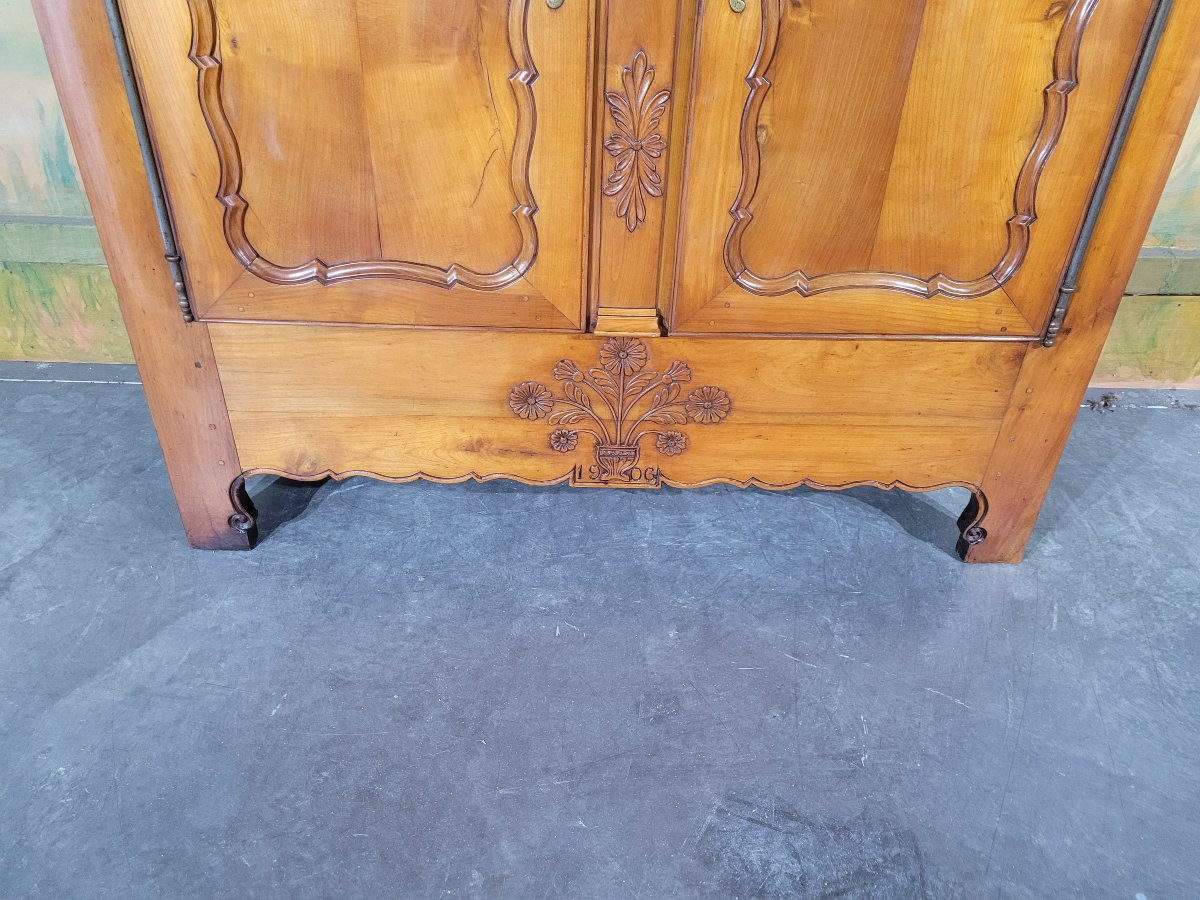 Small Louis XV Style Wardrobe In Cherry And Oak-photo-2