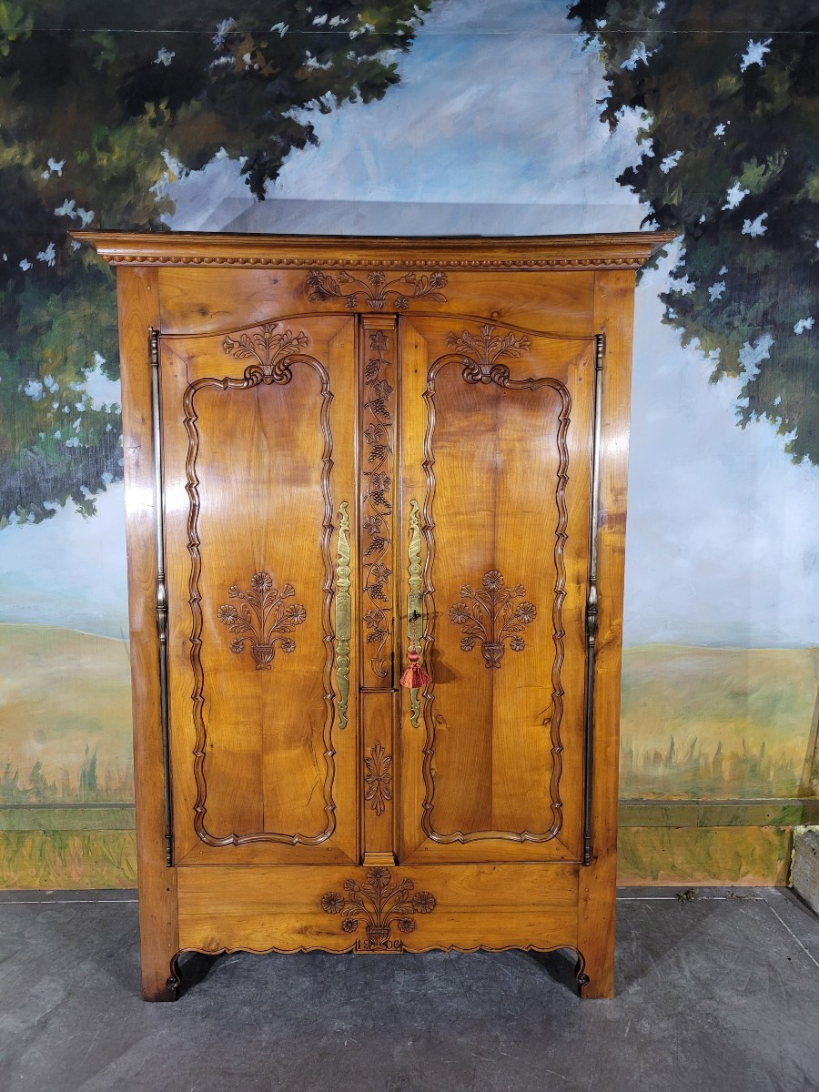 Small Louis XV Style Wardrobe In Cherry And Oak
