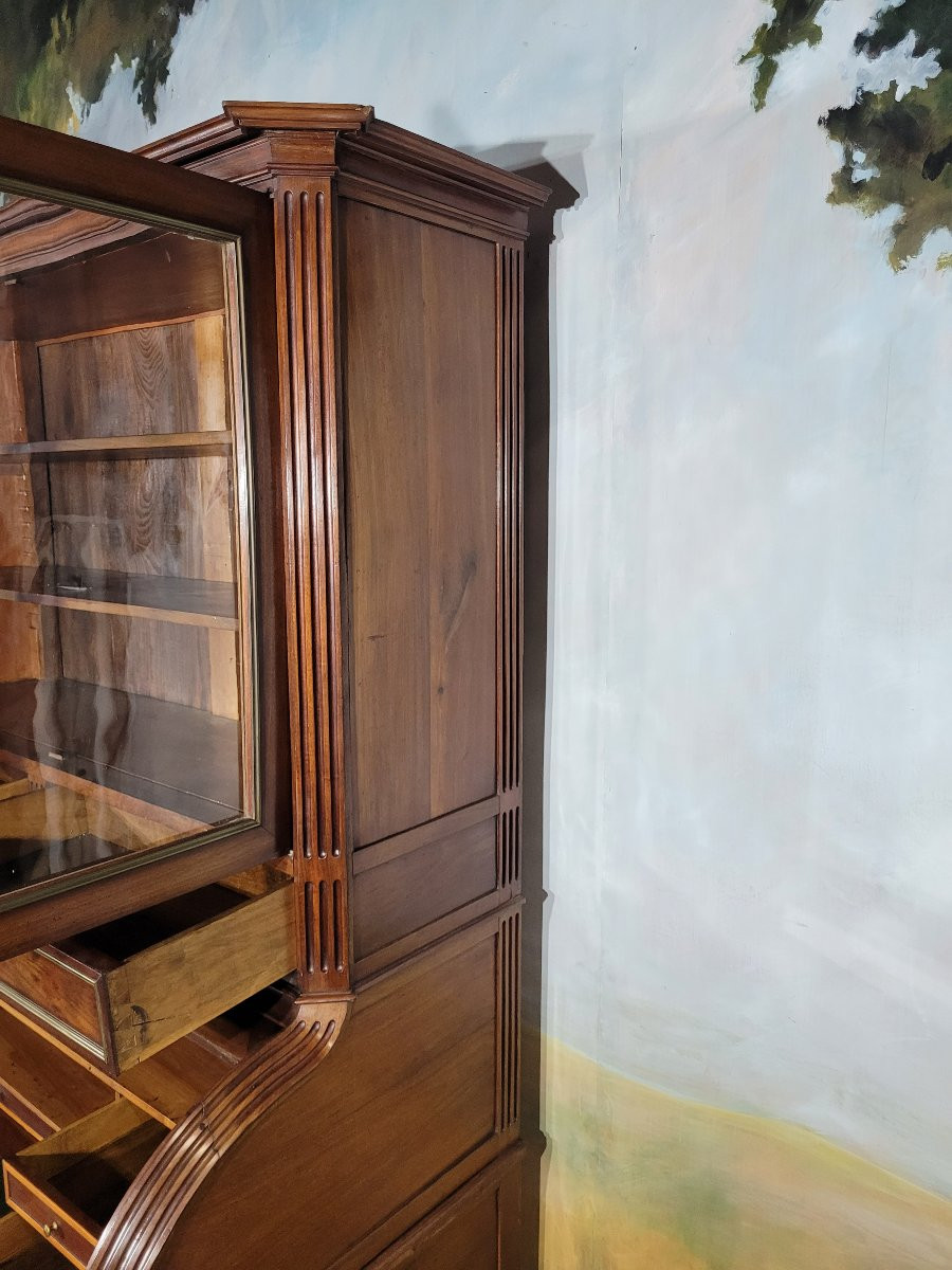 Bureau bibliothèque à cylindre époque Louis XVI-photo-2