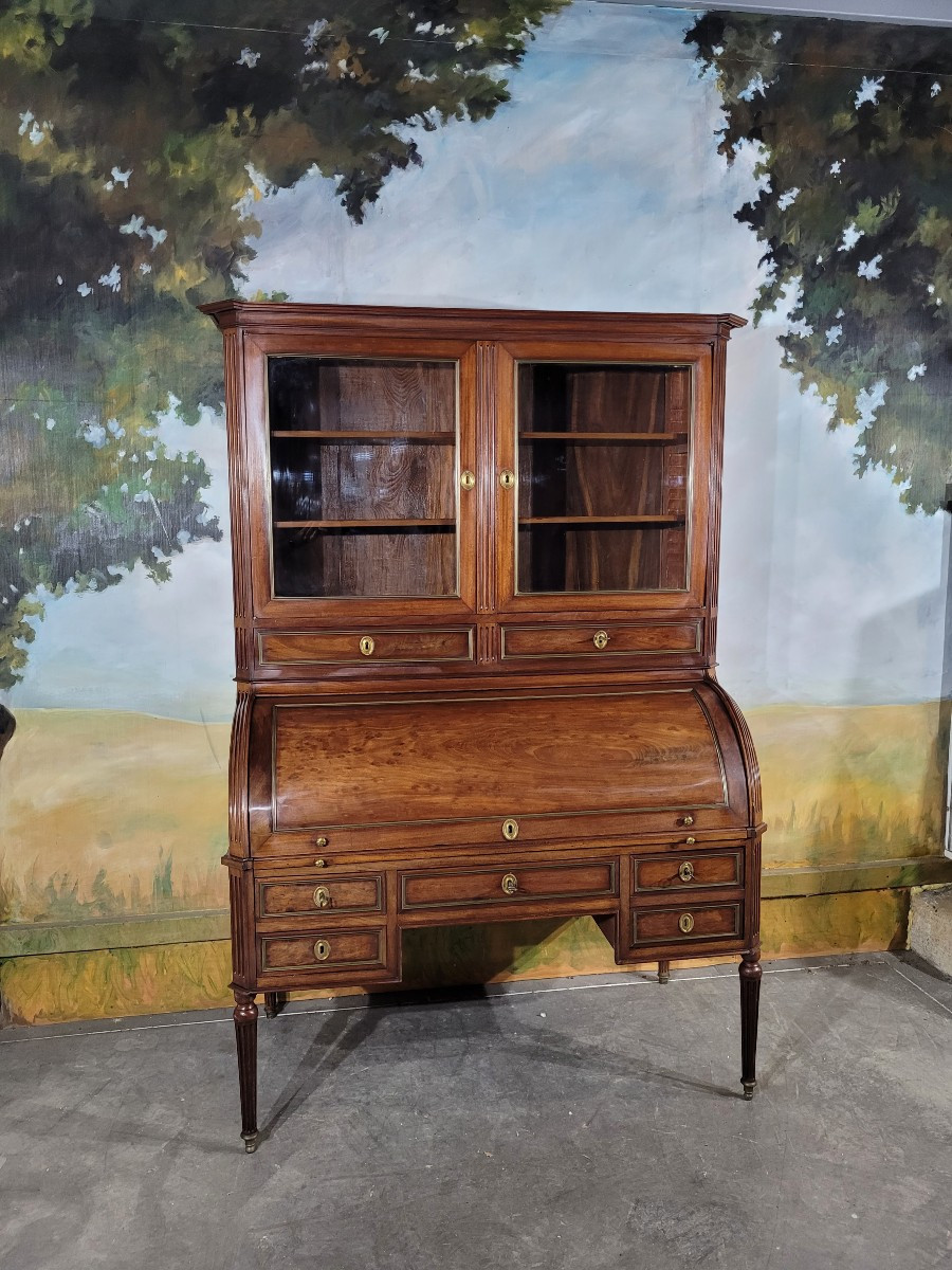 Bureau bibliothèque à cylindre époque Louis XVI