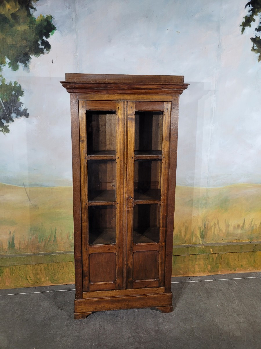 Petite bibliothèque en merisier et chêne XIX ème