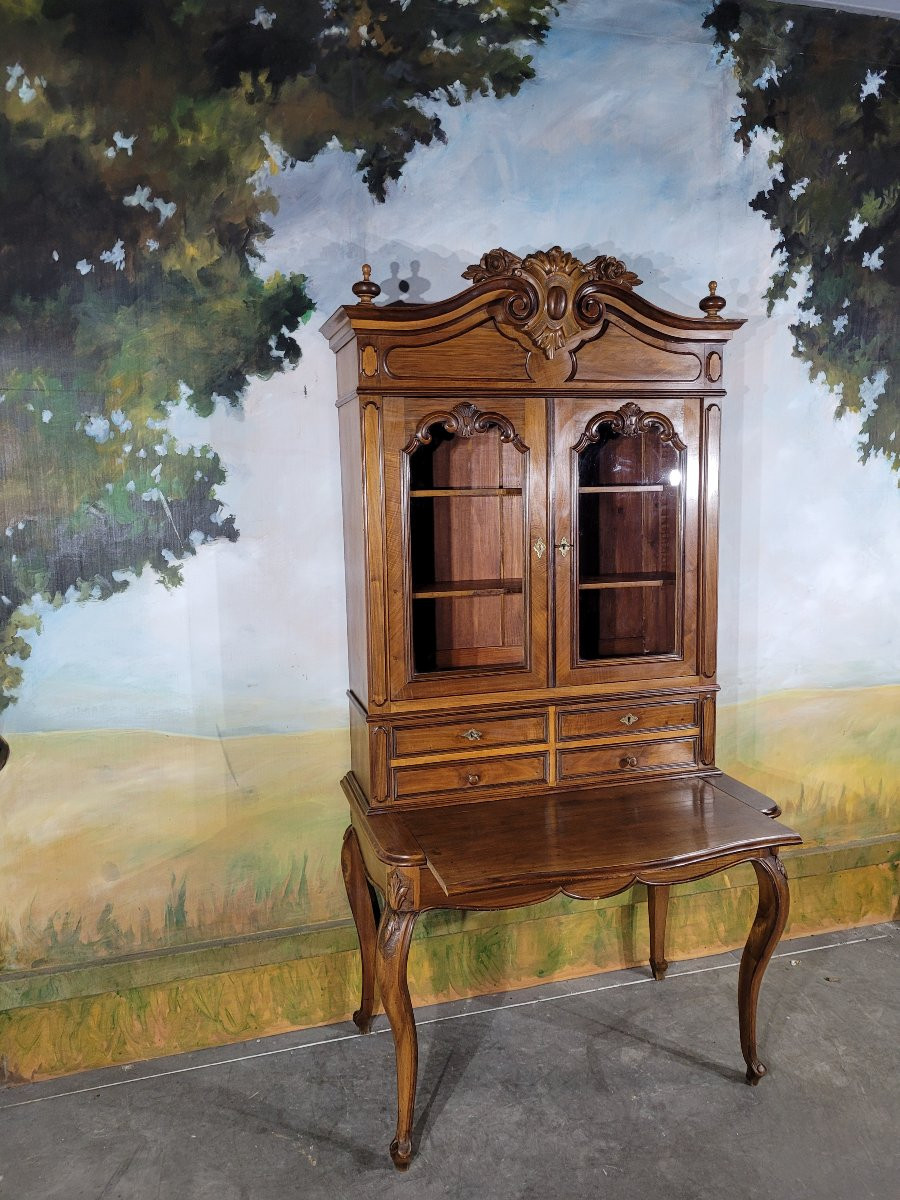 19th Century Walnut Bookcase Desk -photo-4