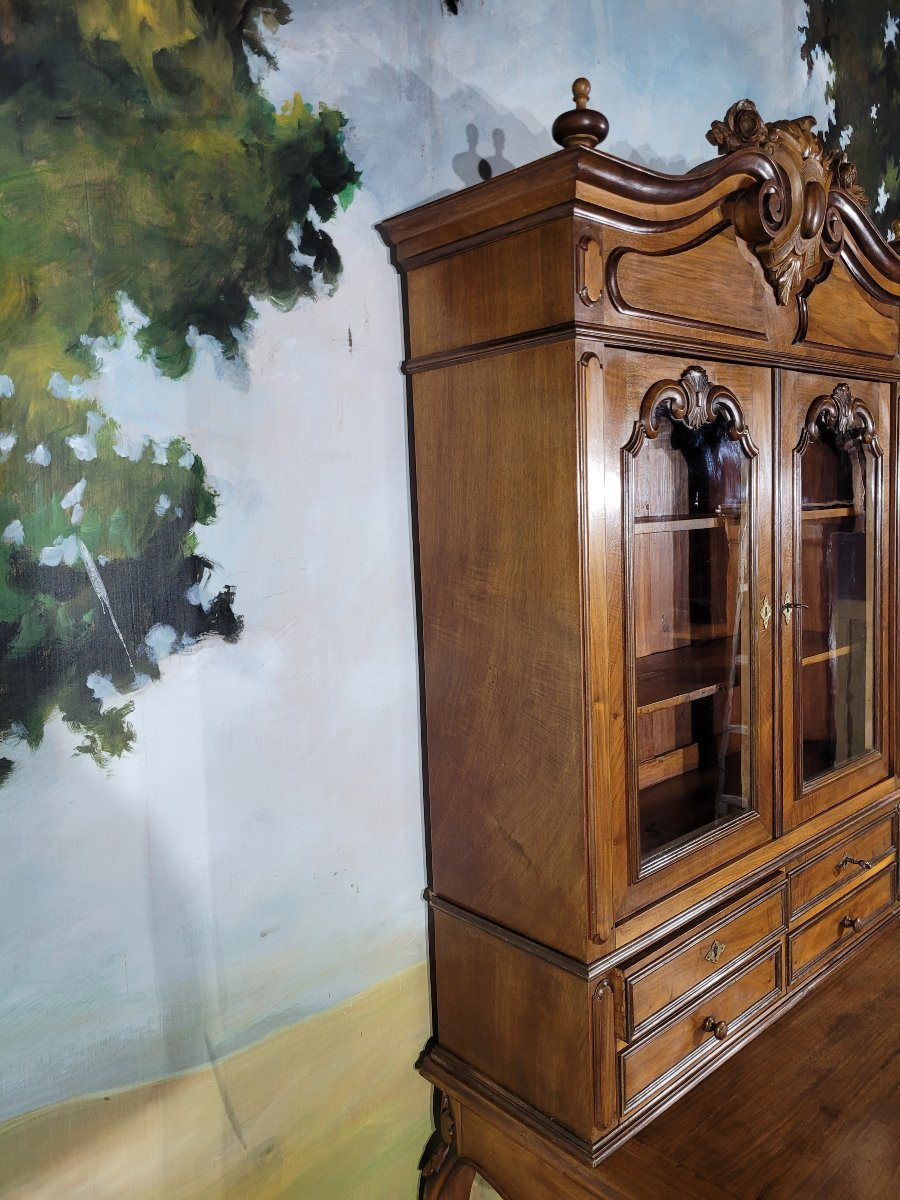 19th Century Walnut Bookcase Desk -photo-2