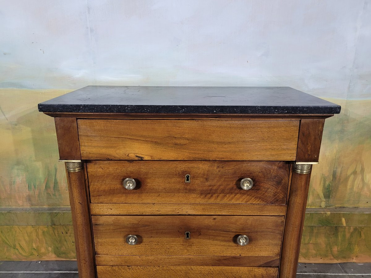 Small Empire-style Chest Of Drawers In Solid Walnut-photo-4