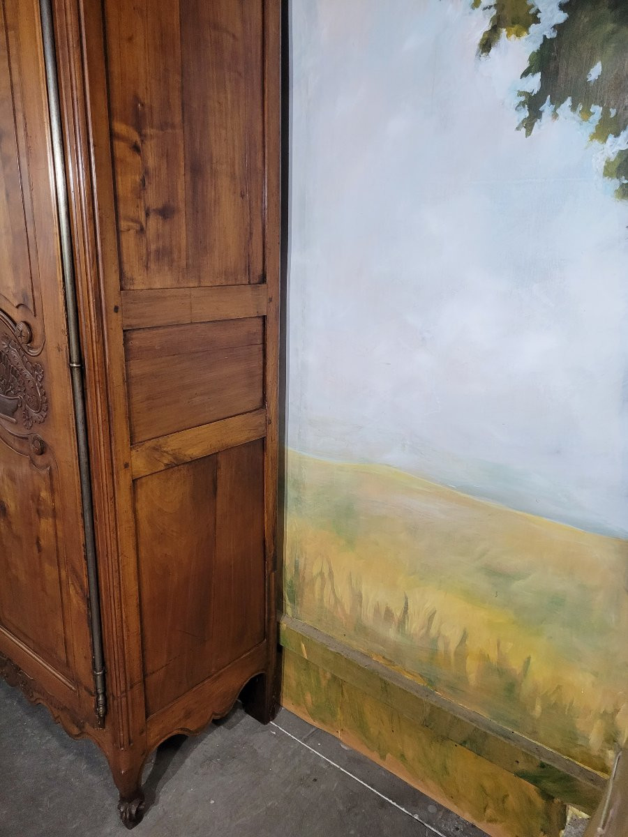 Louis XV Style Wardrobe With A Gendarme's Hat In Cherry Wood-photo-4