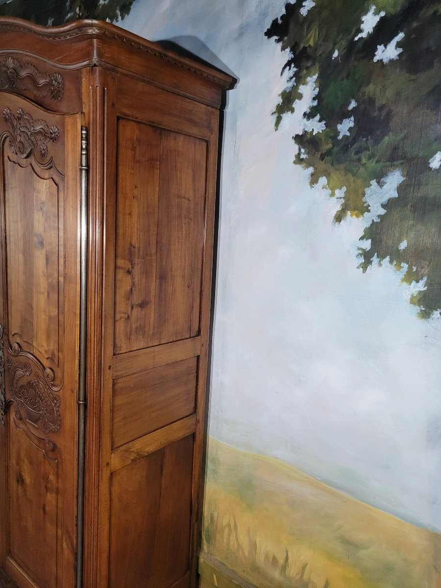 Louis XV Style Wardrobe With A Gendarme's Hat In Cherry Wood-photo-5