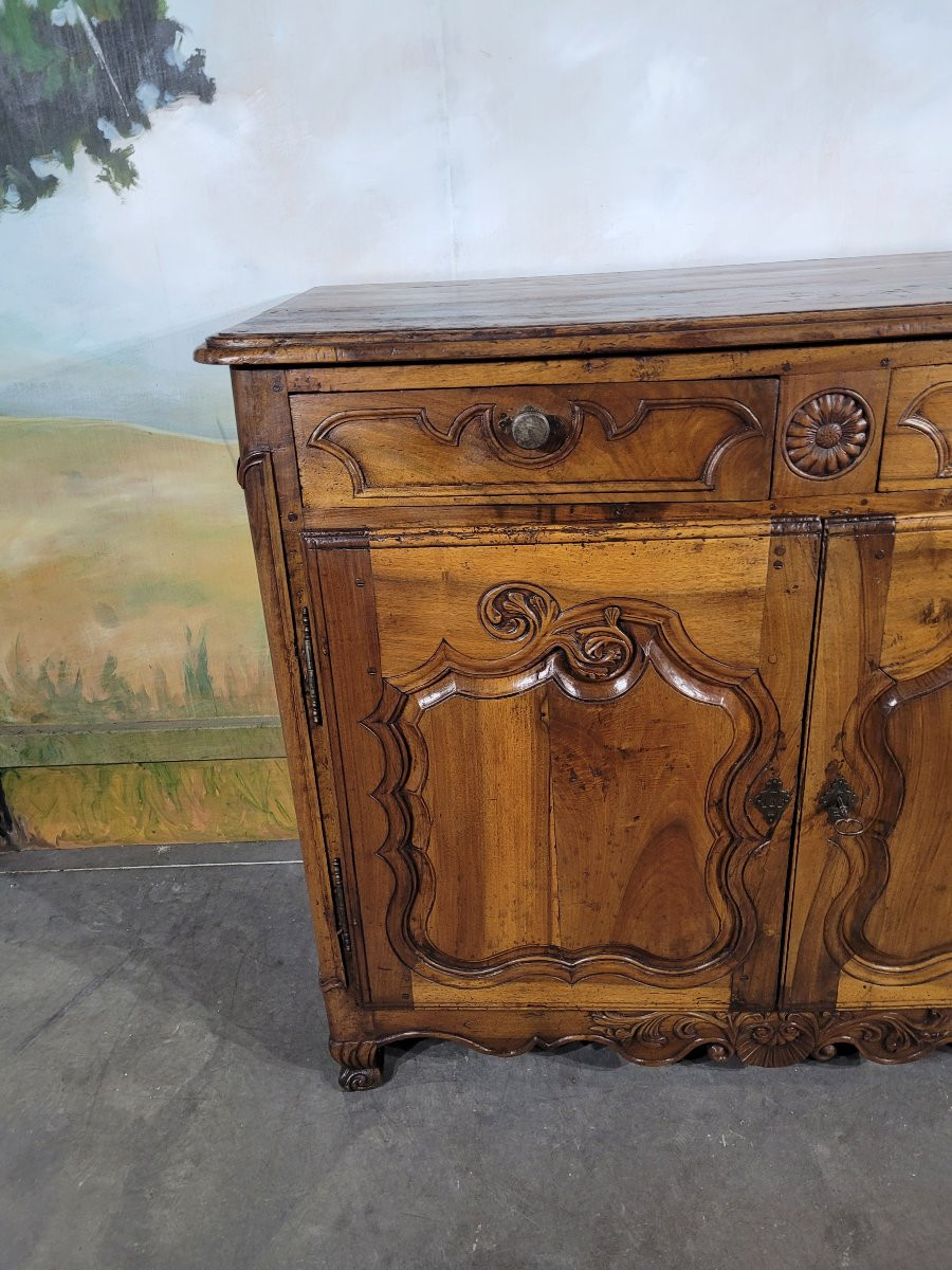 Low Sideboard In Solid Walnut, 18th Century-photo-3