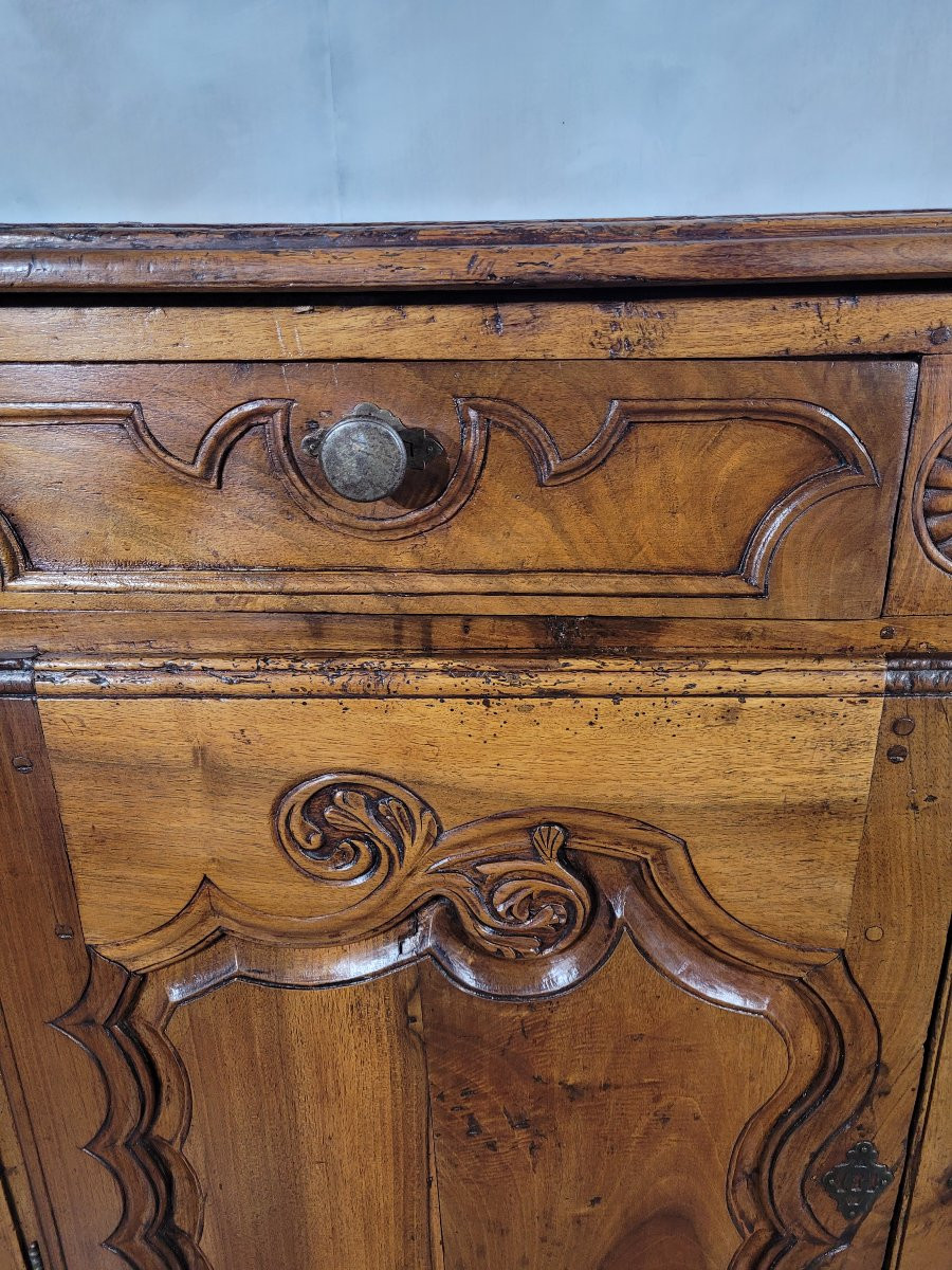 Low Sideboard In Solid Walnut, 18th Century-photo-1